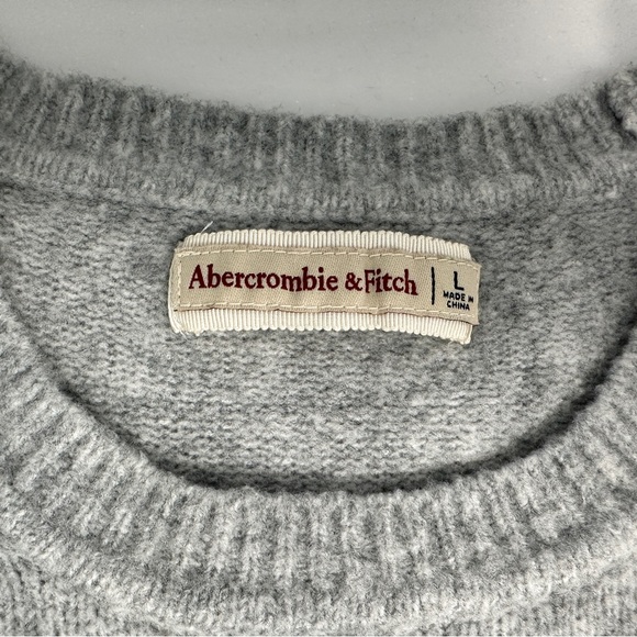 Abercrombie Fitch A&F Crew Neck Sweater Grey Gray Large L Preppy - Picture 2 of 6